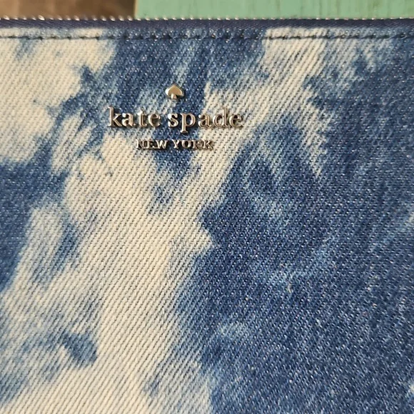 NWOT Kate Spade Tie Dye Denim Portfolio Clutch - Picture 2 of 4